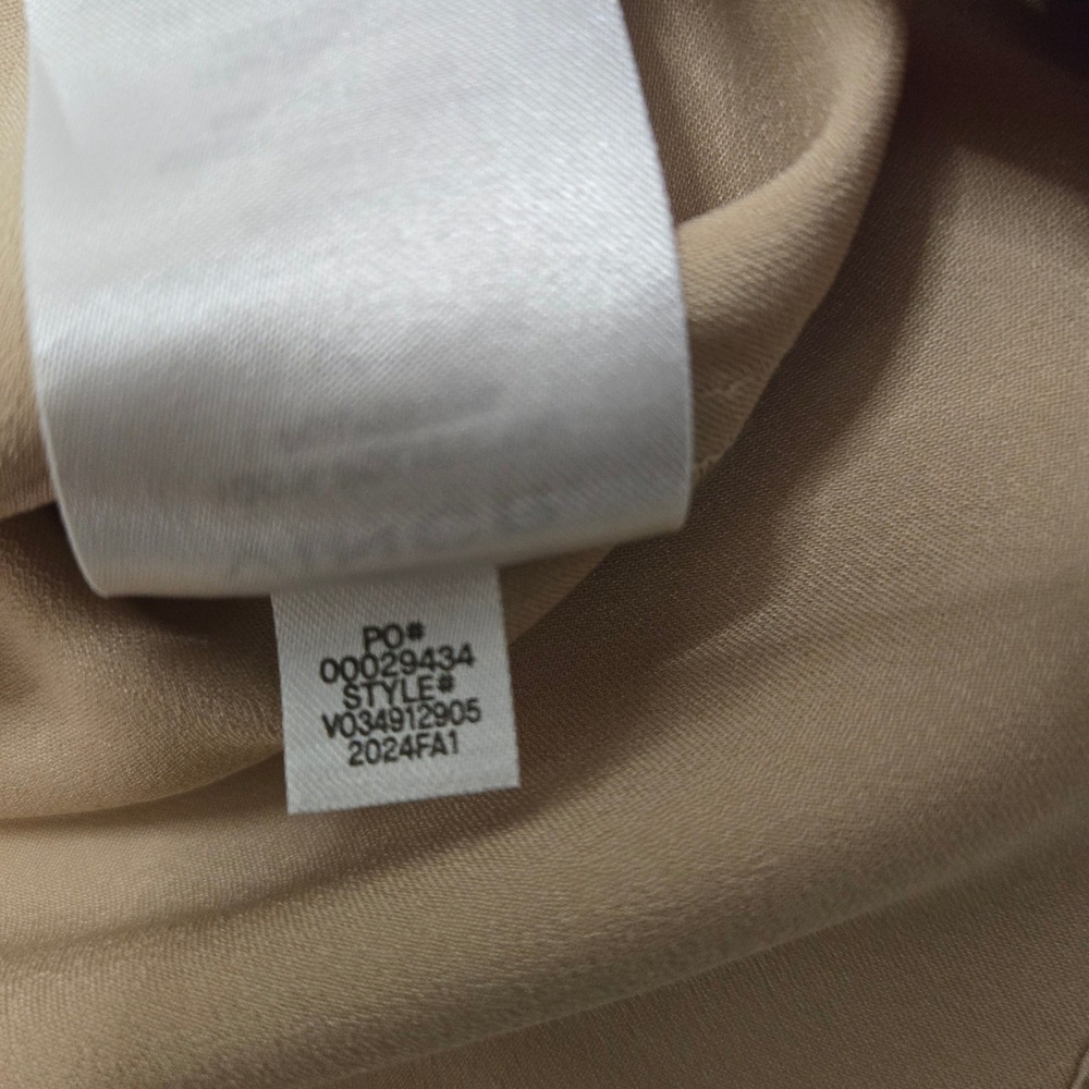 Vince Womens Champagne Beige Satin Relaxed Cropped Button Down Blouse Medium M - Picture 9 of 16